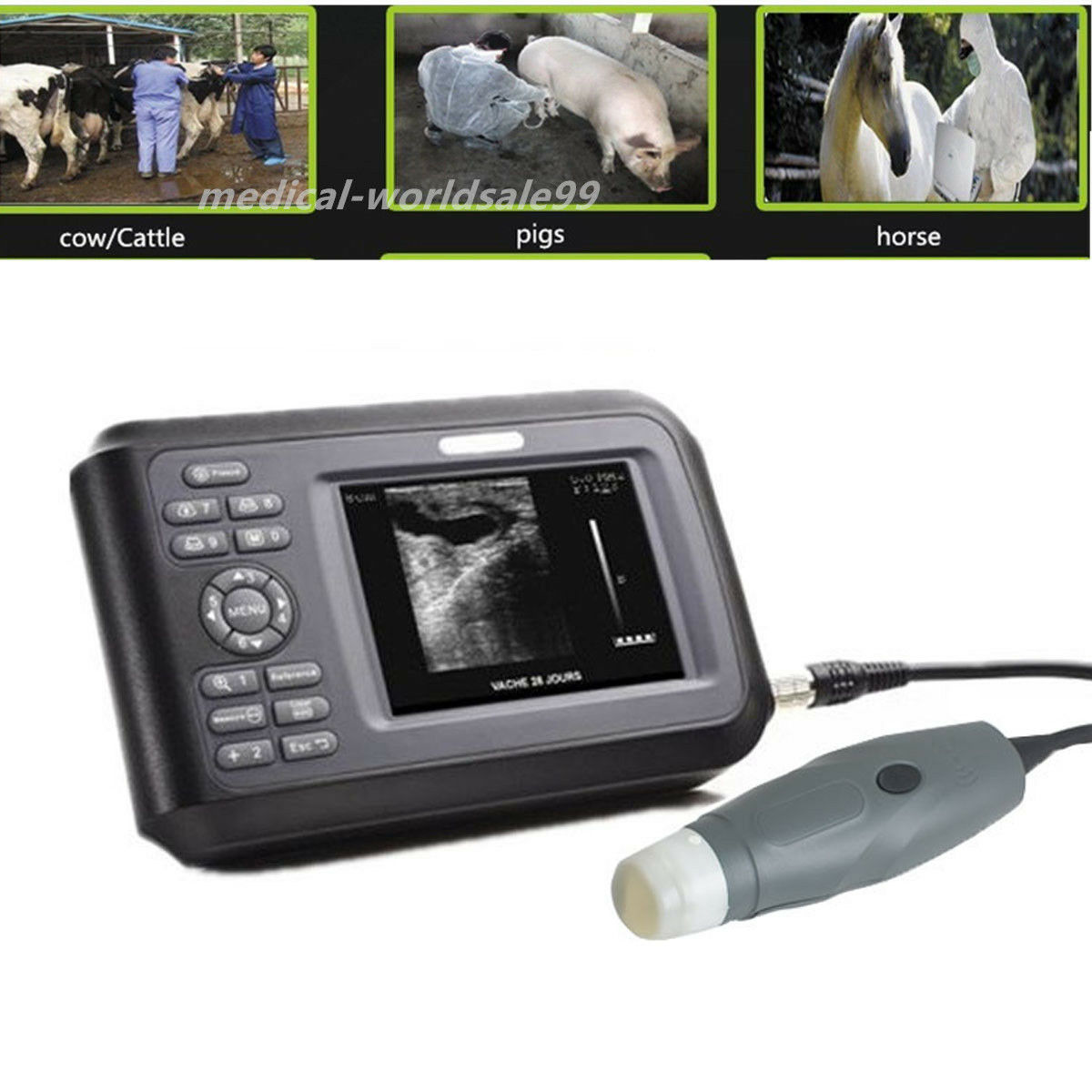 Portable Vet Veterinary Ultrasound Scanner Machine For Farm Cow Animals+ Probe