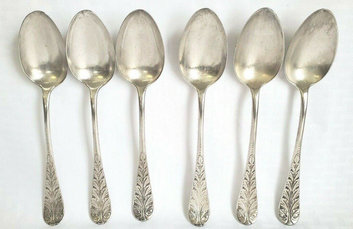 Acanthus By Hamilton  - (1886)  Large Oval Spoons 8 3/4" Silverplate (crown) X 6