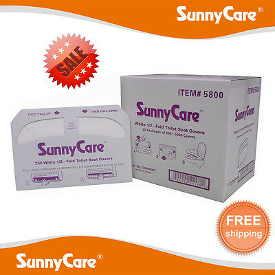 Sunnycare® #5800 Premium 1/2 Fold Paper Toilet Seat Cover 250/pk;20pks / 5000
