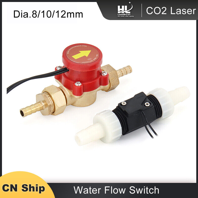 Water Flow Switch Sensor 8/10mm Protect For Co2 Laser Engraving Cutting Machine