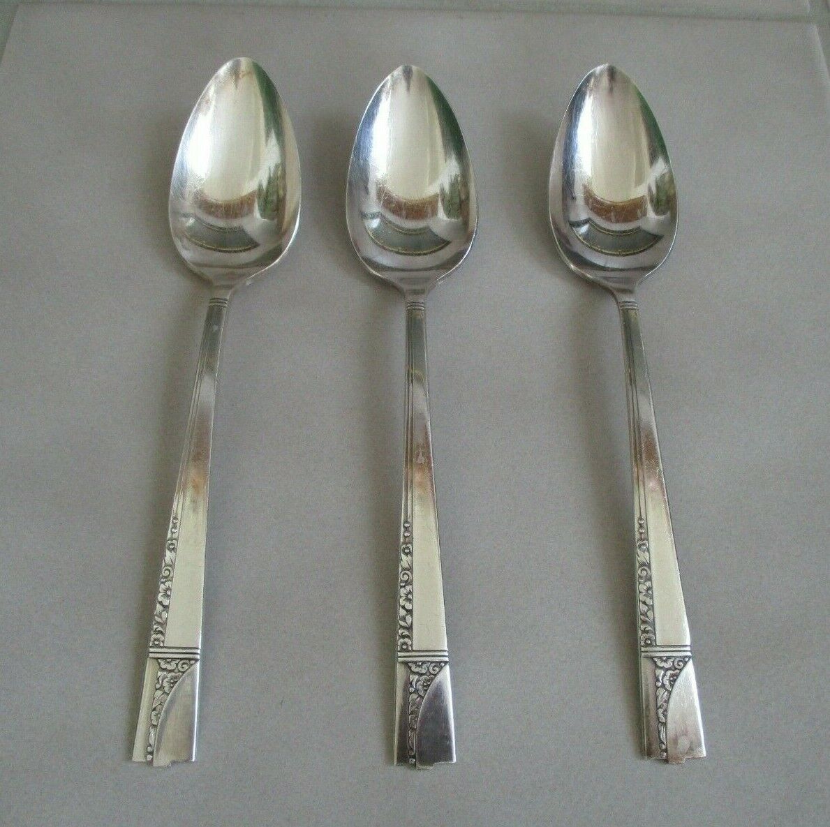 Set Of 3 Oneida Nobility Plate Caprice 8 3/8" Silverplate Tablespoons Flatware