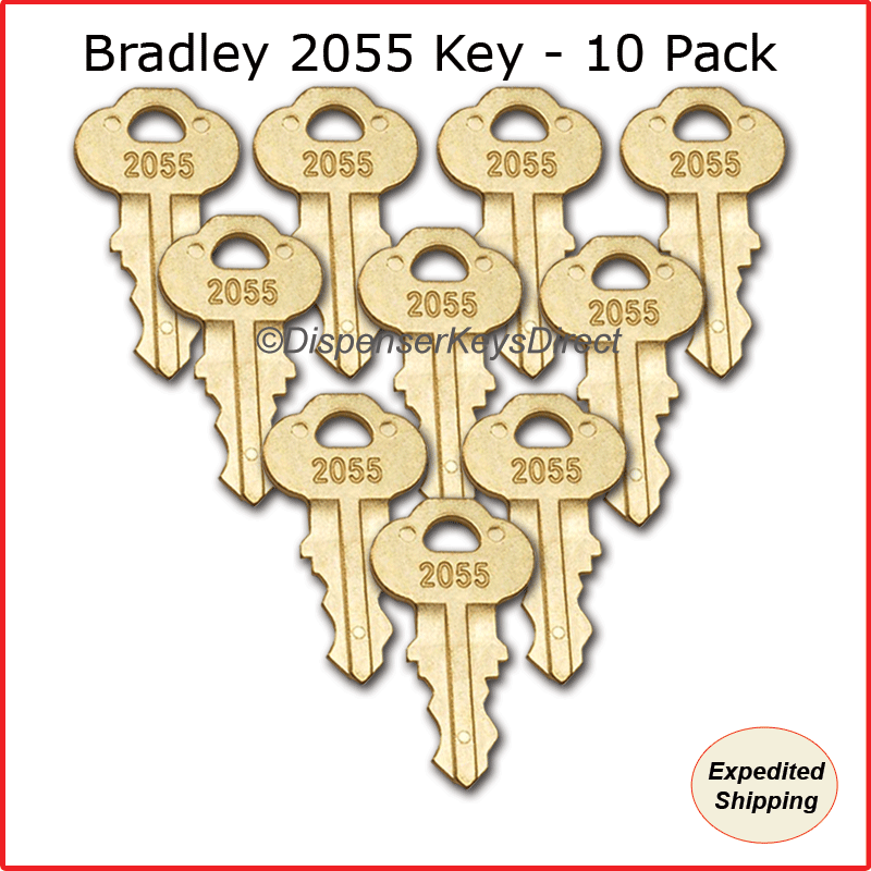 Bradley #2055 Key For Paper Towel, Toilet Tissue & Liquid Soap Disp.  - (10/pk.)